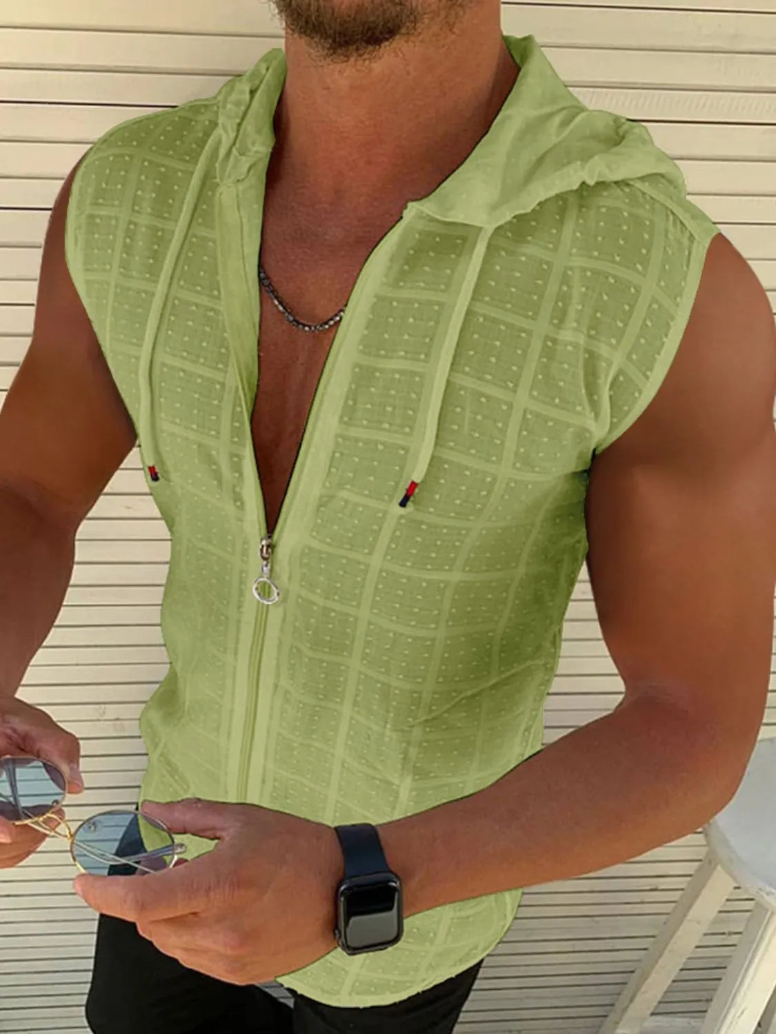 Men's Zip Up Sleeveless Hooded Top - Damned Threads